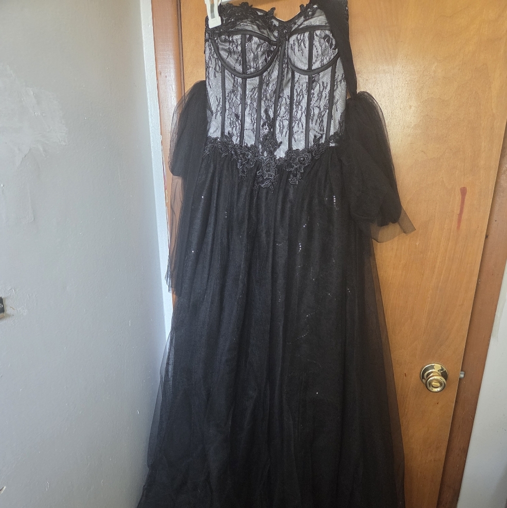 Goth Corset Top  Black Lace Ball Gown